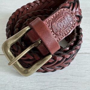 Roots Vintage Braided Brown Leather Belt w Solid Brass Buckle Made in England 28